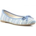 Lilley Womens Blue and Silver Bow Ballerina