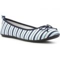 Lilley Womens White and Navy Stripes Ballerina