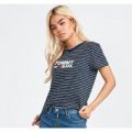 Womens Striped Chest Logo T-Shirt