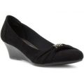 Lilley Womens Black Faux Suede Wedge Court Shoe