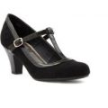 Lilley Womens Black Faux Suede T Bar Court Shoe