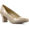 Lilley Womens Nude Patent Block Heeled Court Shoe