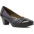 Cushion Walk Womens Black Leather Court Shoe