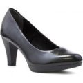 Marco Tozzi Womens Heeled Patent Black Court Shoe