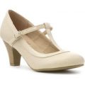 Lilley Womens Beige Heeled T-Bar Court Shoe