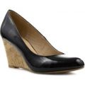 Lotus Womens Wedge Patent Court Shoe in Black