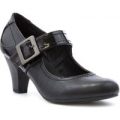 Lilley Womens Black Heeled Bar Court Shoe