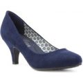 Lilley Womens Navy Faux Suede Heeled Court Shoe