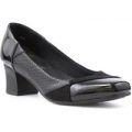 Softlites Womens Black Block Heel Court Shoe