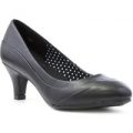 Lilley Womens Black Pleated Heeled Court Shoe