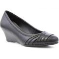 Lilley Womens Black Pleated Wedge Court Shoe