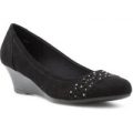Lilley Womens Faux Suede Wedge Court Shoe in Black