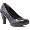 Marco Tozzi Womens Black Heeled Patent Court Shoe