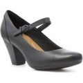 Clarks Womens Black Leather Heeled Court Shoe