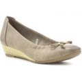 Marco Tozzi Womens Taupe Low Wedge Court Shoe
