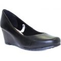 Comfort Plus Womens Black Slip On Wedge Shoes