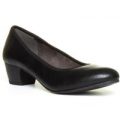 Jana Womens Black Block Heel Court Shoe