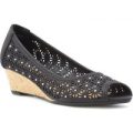 Lilley Womens Black Wedge Open Court Shoe