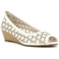 Lilley Womens White Cut Out Wedge Open Court Shoe