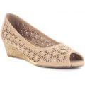 Lilley Womens Cut Out Wedge in Nude