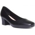Comfort Plus Womens Black Block Heel Court Shoe