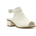 Lilley Womens White Block Heel Peep Toe Shoe