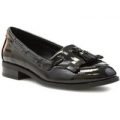 Lilley Womens Black Patent Tassel Loafer Shoe