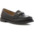Lilley Womens Black Loafer Shoe with Bar Trim