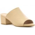Lilley Womens Nude Leather Look Sleeve Mule
