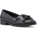 Lilley Womens Black Leather Look Loafer Shoe