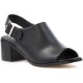 Lilley Womens Black Block Heel Peep Toe Shoe