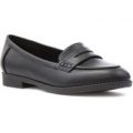 Lilley Womens Black Faux Leather Loafer Shoe