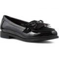 Lilley Womens Black Patent Bow Tassel Loafer Shoe