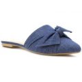 Lilley Womens Denim Knotted Bow Pointed Mule