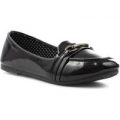 Lilley Womens Black Patent Trim Loafer Shoe