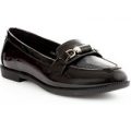 Lilley Womens Patent Loafer Shoe in Black