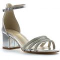 Truffle Womens Silver Block Heel Open Court Sandal