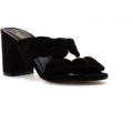 Truffle Womens Black Block Heeled Sandal with Bow