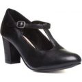 Comfort Plus Womens Black Heeled T-Bar Court Shoe