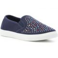 Lilley Womens Navy Jersey Studded Slip On Canvas