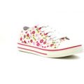Lilley Womens White Floral Lace Up Canvas Shoe