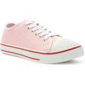 Lilley Womens Diamante Lace Up Canvas Shoe in Pink