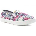 Lilley Womens White Floral Slip On Canvas Pump