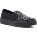 Lilley Womens Black Studded Slip On Canvas