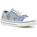 Lilley Womens Washed Denim Lace Up Canvas
