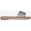 Tonie Silver Studded Detail Slider In Pink Faux Leather, Pink