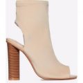 Sylvie Cut Out Peep Toe Ankle Boot In Nude Lycra, Nude