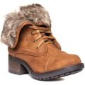 Lotus Womens Tan Faux Fur Top Lace Up Ankle Boot
