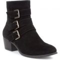 Lilley Womens Black Faux Suede Buckle Detail Boots