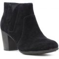 Clarks Womens Black Suede Heeled Ankle Boot
